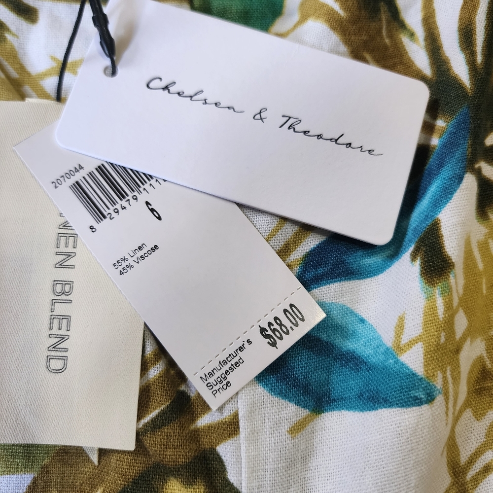 Chelsea & Theodore Tropical Wide Leg Pants Sz 6 NWT - Picture 7 of 9